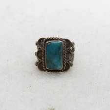 Antique Old Pawn Sterling Silver 925 Collection Turquoise Ring Size 5.5 K3659