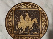 Decorative Plate Don Quixote 24k Hand Gilded From Damascus Steel Toledo Spain