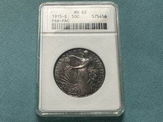 1915 S Pan Pac Expo Commemorative Half Dollar Silver 50c Coin MS62 ANACS