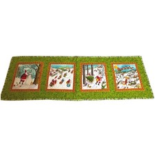 Vintage REVERSABLE Christmas Quilted Table Runner Snow  SPING Birds Green 48x15