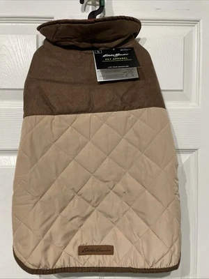 Eddie Bauer Dog Coat Tan and Brown Winter Jacket Quilted Softshell Large