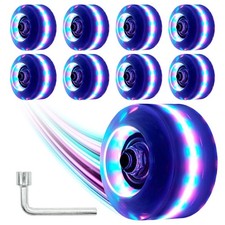 Nezylaf Light Up Roller Skate Wheels 8 Pack, 78A Hardness LED Skateboard Whee...