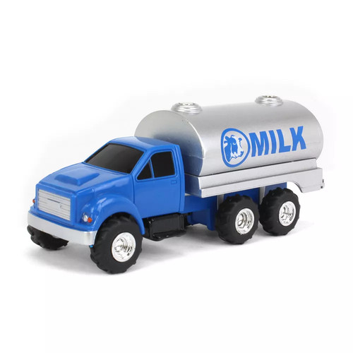 TOMY ERTL 1/64 Blue Tandem Milk Tank Truck