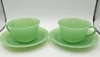 Fire King Jadeite Alice Tea Coffee Cups & Saucers Anchor Hocking Vintage