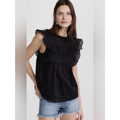 Rails Filomena Flutter Sleeve Top Black