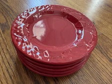 Signature Homegrown Red Appetizer Canapé Plates Set Of 5