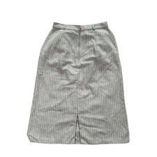 Vintage JCPenney Grey Pinstripe Wool Blend Midi Pencil Skirt Retro Office 25'26'