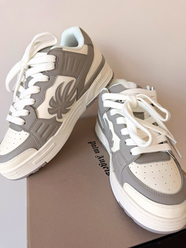 Palm Angels Gray/White Colorblock Low Top Lace Up Men’s Sneaker New w/ Box