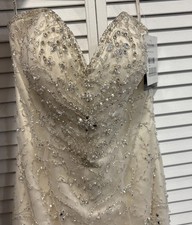 Maggie Sottero Wedding Dress Sleeveless New With Tags Size 8 Beaded Light Gold