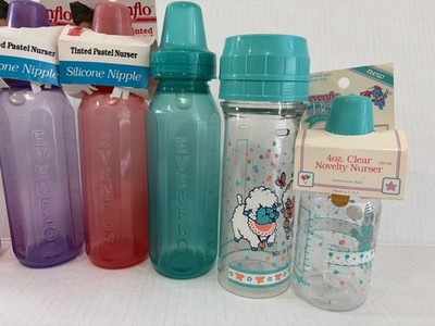 Vintage 1993-94 Evenflo Tinted Pastel Plastic Baby Bottles 4-8oz