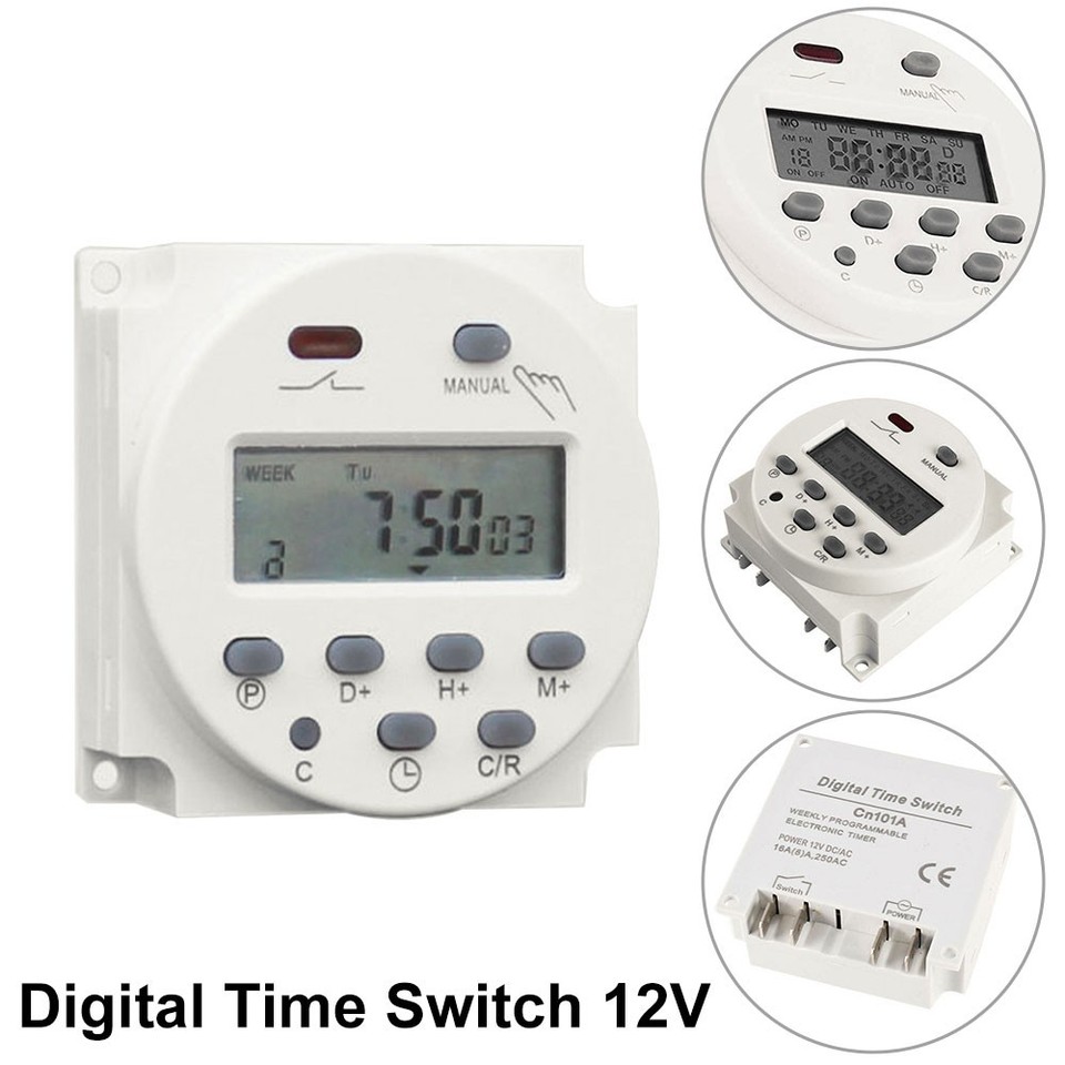 Timer Switch DC 12V 16A LCD Digital Display Programmable Timer Switch ...