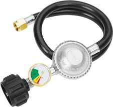 2FT Propane Hose with Regulator & Gauge, Universal Gas Grill Regulator, LP Gas