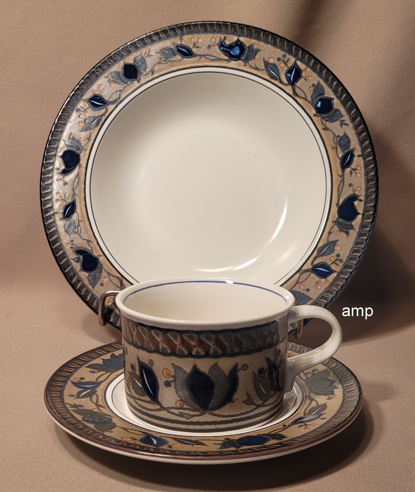 Mikasa Arabella CAC01 Rim Soup Bowl + Cup & Saucer NEW