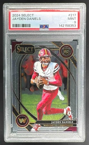 EL.210 Jayden Daniels 2024 Panini Select #217 Club Rookie RC PSA 9