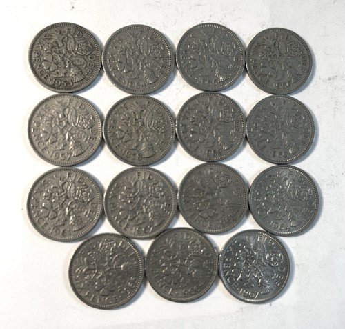 Complete Set Of Elizabeth II Great Britain Six Pence 1953-1967.