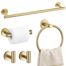 5 PCS Brushed Gold Bathroom Hardware Set 24 Inch Towel Bar Accessories