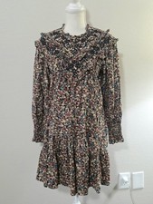 Mango Embroidered Printed Prairie Dress Size 2 Ditsy Floral Cottagecore