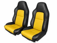 For 1994-1996 Chevy Corvette C4 Standard S.leather Pair Seat Covers Blackyellow