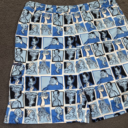 Vintage Y2K Platinum Fubu Fat Albert All Over Print Blue Check Swim Shorts L - Imagen 2 de 18