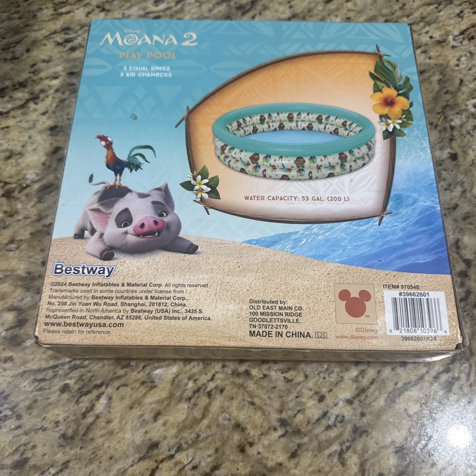 Disney Moana 2 детский бассейн 48 дюймов надувной 3 кольца открытый летний бассейн новый - Изображение 4 из 4