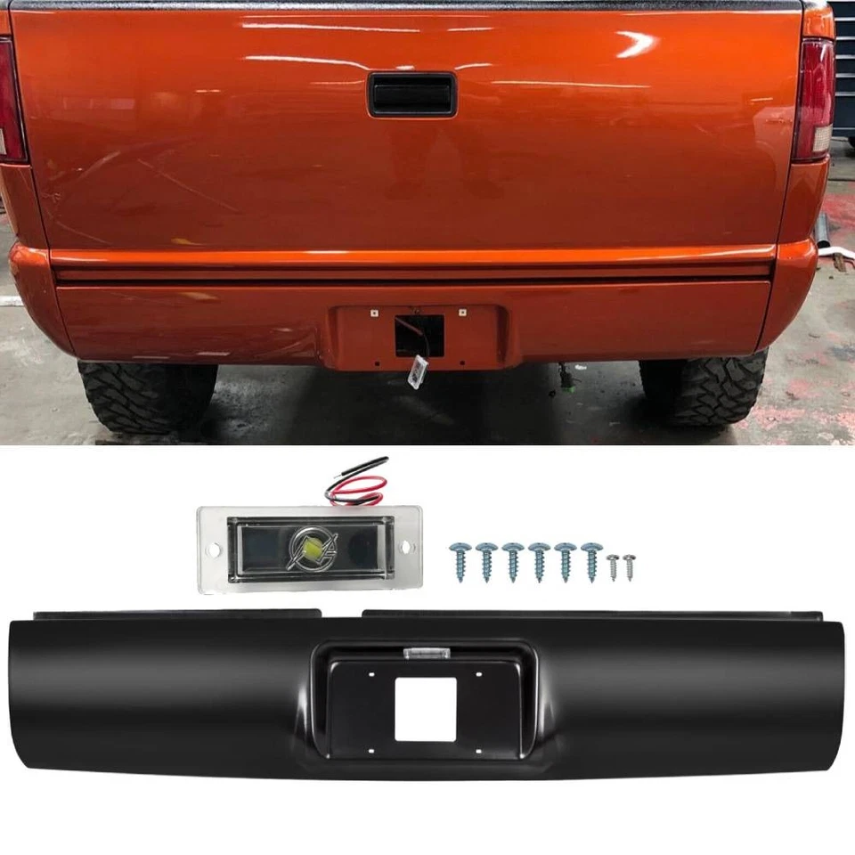 Rear Bumper Roll Pan + LED License Light For 1994-03 Chevy GMC S10 Sonoma NEW