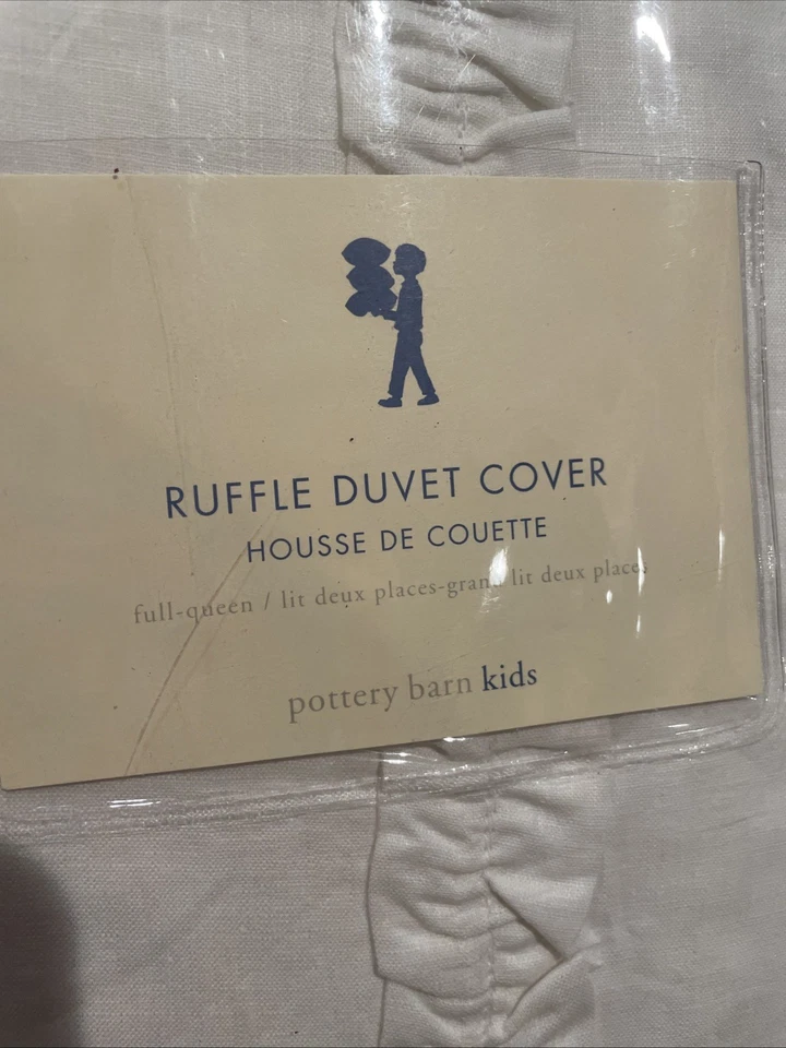 Funda nórdica Pottery Barn Kids con volantes blanca clara crema completa/Qn algodón lino Foto 2 de 4