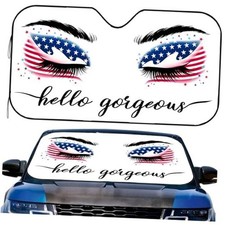 Sun Shade for Car Windshield, 55x30 inches USA American Flag Gorgeous White