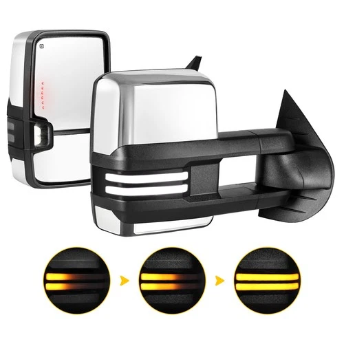 Chrome Tow Mirrors Switchback For 2007-2013 Silverado Sierra 1500 2500HD 3500HD