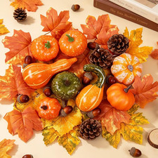 34PCS Fall Pumpkins Decor for Autumn Thanksgiving Halloween Home Decoration