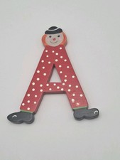 Vtg. Sevi Hand Painted Wooden Alphabet Letter 3.5  Clown Child Baby Decor  A  