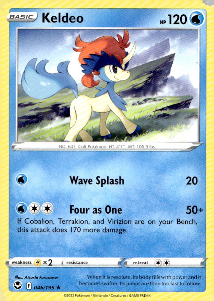 Keldeo 046/195 Rare Silver Tempest Pokemon Lightly Played