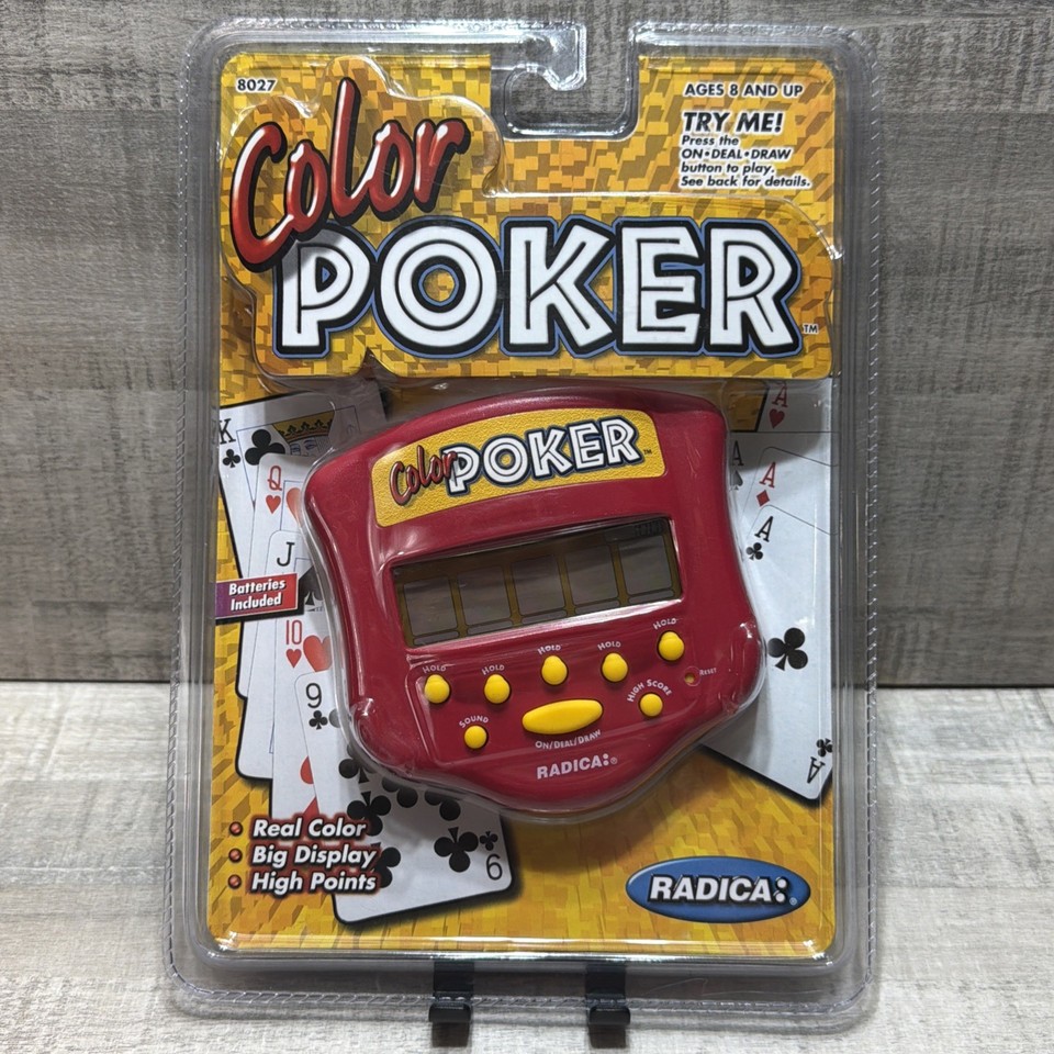 Vintage Radica Color Poker Handheld Electronic Game #8027 1999 - NEW SEALED!
