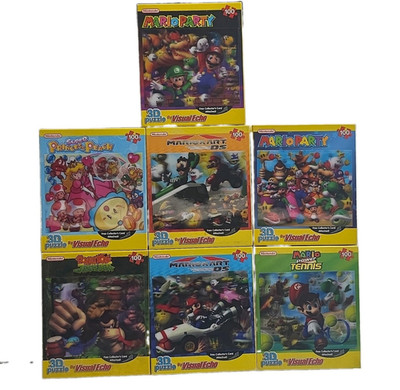 Visual Echo Nintendo Mario 3D Puzzle 100 Pieces each, 7 Puzzles Set.