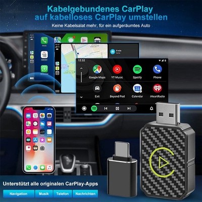 2-in-1 Wireless CarPlay Android Auto Adapter Plug & Play USB for iPhone Android