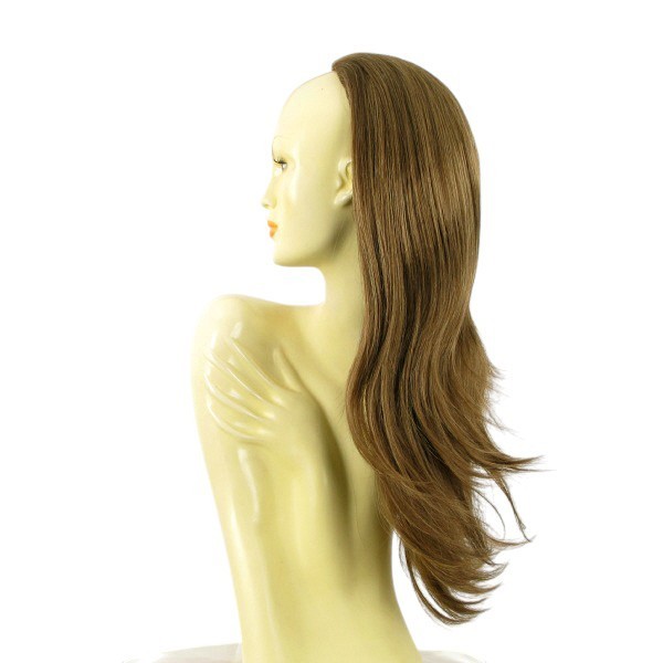 Demi-perruque longue lisse 62 cm châtain clair doré la solution pour cheveux fins