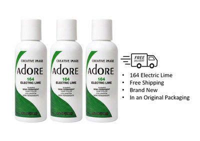 Adore Semi Permanent Hair Dye Color, 164 Electric Lime, 4 Fl Oz, 3 PACK !