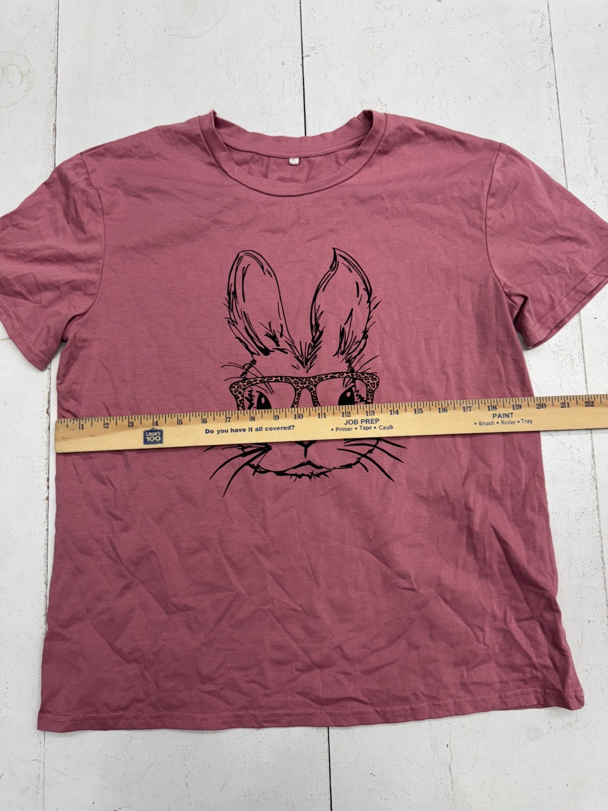 Shein Solid Red Bunny Graphic Basic Short Sleeve … - image 6