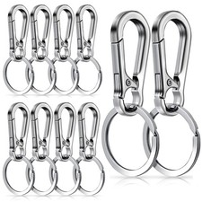 10 Packs Metal Keychain Carabiner Clip, Stainless Steel Heavy Duty Key Chain,...