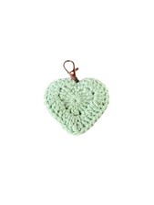 NEW handmade crocheted heart keychain mint green