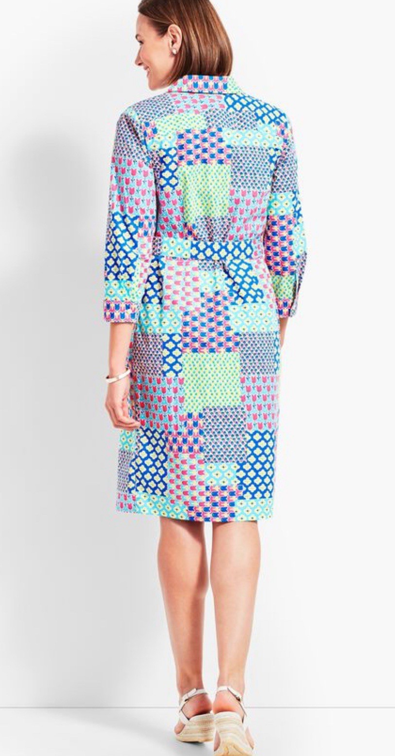 Talbots Island Patchwork Floral Print Belted Shir… - image 3