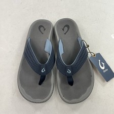 OluKai Ulele Mens Size 14 Blue Gray Beach Walking Outdoor Flip Flop Sandals