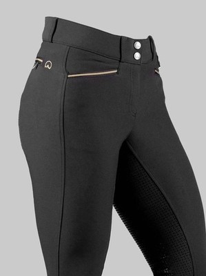 Agaso Winter Reithose Fleece gefüttert schwarz | wasserabweisend, Stretch