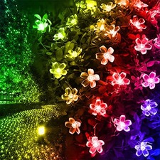 Image of 50-LED Flower Fairy Solar Power Garden Lights String Outdoor Wedding Party Xmas