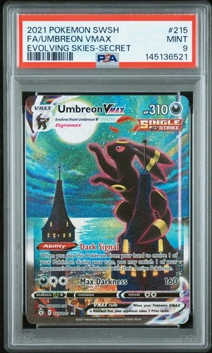 2021 POKEMON SWORD & SHIELD EVOLVING SKIES SECRET FULL ART/UMBREON VMAX PSA 9