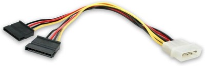 12in LP4 to 2x SATA Power Y Cable Adapter - Molex to to Dual SATA Power Adapt...