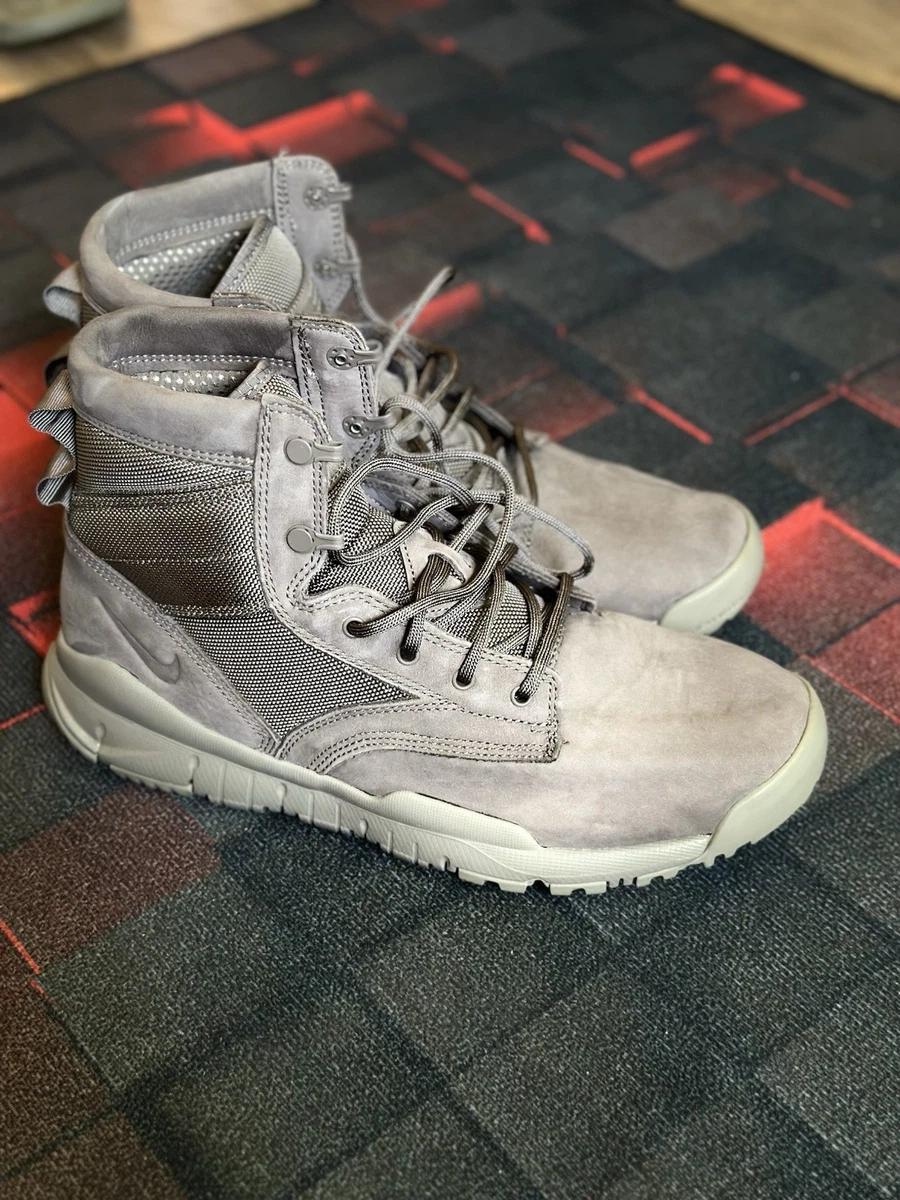 Nike Mens Aina Chukka Boots Gray Leather Lace Up Woven Perforated 9 Nike Lace Up Gray Boots for Men for Sale | Shop New & Used  main image 2