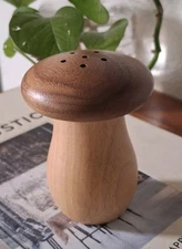 Wooden Mushroom Toothpick Holder Dispenser Brown Home Kitchen 3.5" 