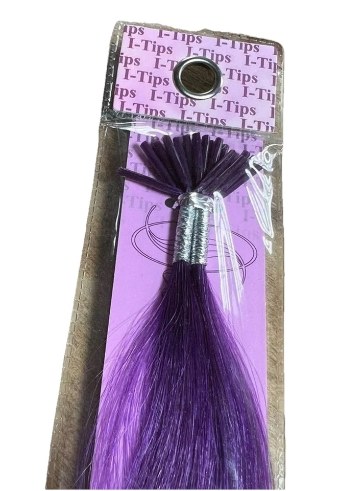 Hilos de satén premium 100 % cabello humano Remy puntas en I polinesio púrpura Foto 4 de 4