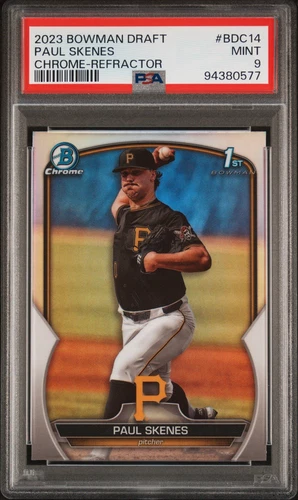 Paul Skenes 2023 Bowman Draft Chrome Refractor 1st Bowman #BDC14 PSA 9 Pirates