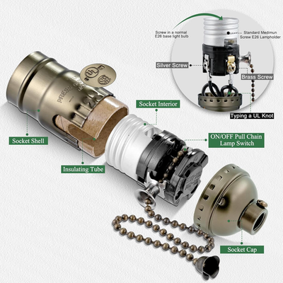 シーリングライト・天井照明 BRID GENERAL REEL CHAIN SOCKET E26 Pull Chain Light Socket Replacement,E26 Standard Screw Lamp Socket